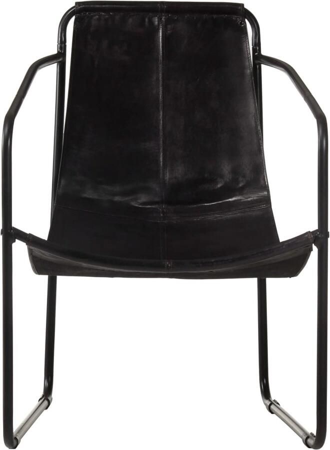VidaXL Relaxfauteuil Echt Leer Zwart Vintage Fauteuil Lederen Fauteuil Relaxfauteuil Relaxstoel Lounge Stoel Salontafel Huiskamer Meubels Moderne Fauteuils Zwart Fauteuil - Foto 2