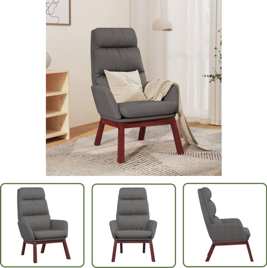 The Living Store Relaxstoel stof lichtgrijs Fauteuil Relaxfauteuil Lounge Stoel Grijs Fauteuil Comfortabele Stoel
