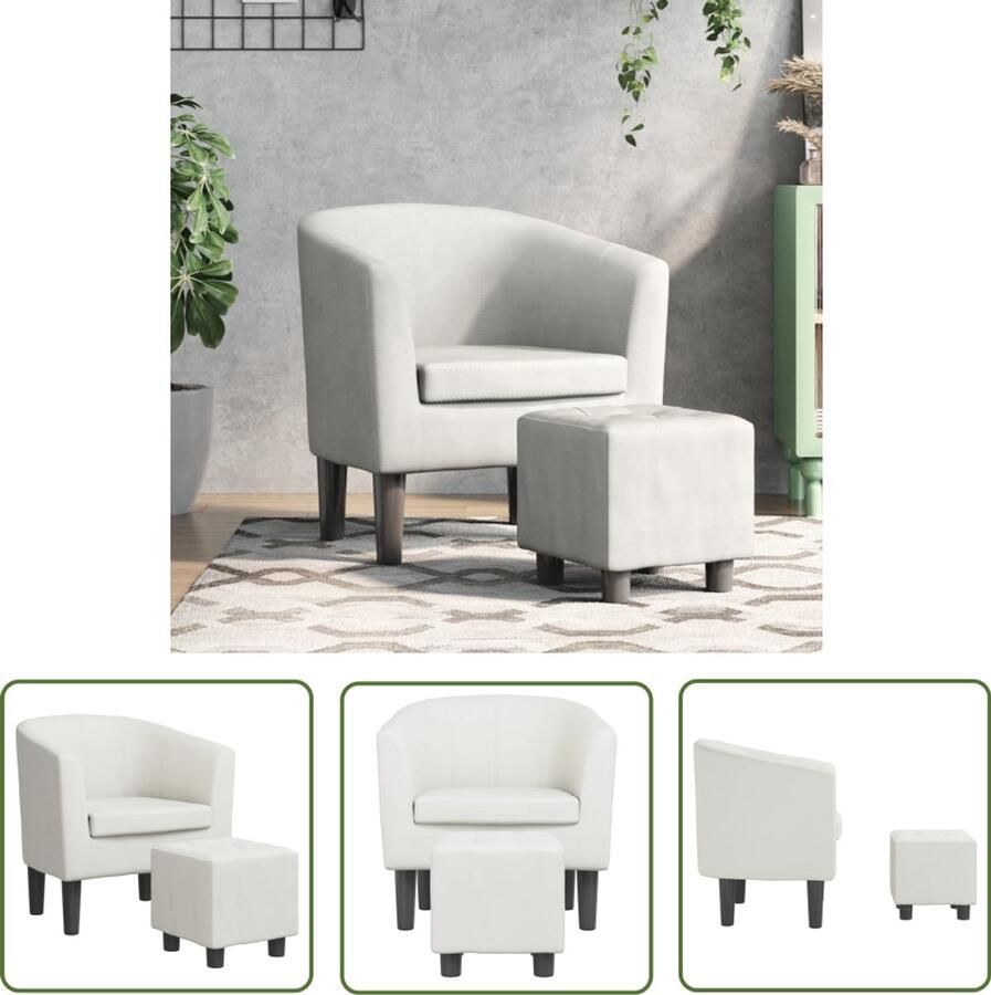 VidaXL Kuipstoel met voetenbankje kunstleer wit Kuipstoel Relaxfauteuil Lounge Stoel Fauteuils Eetkamerstoel