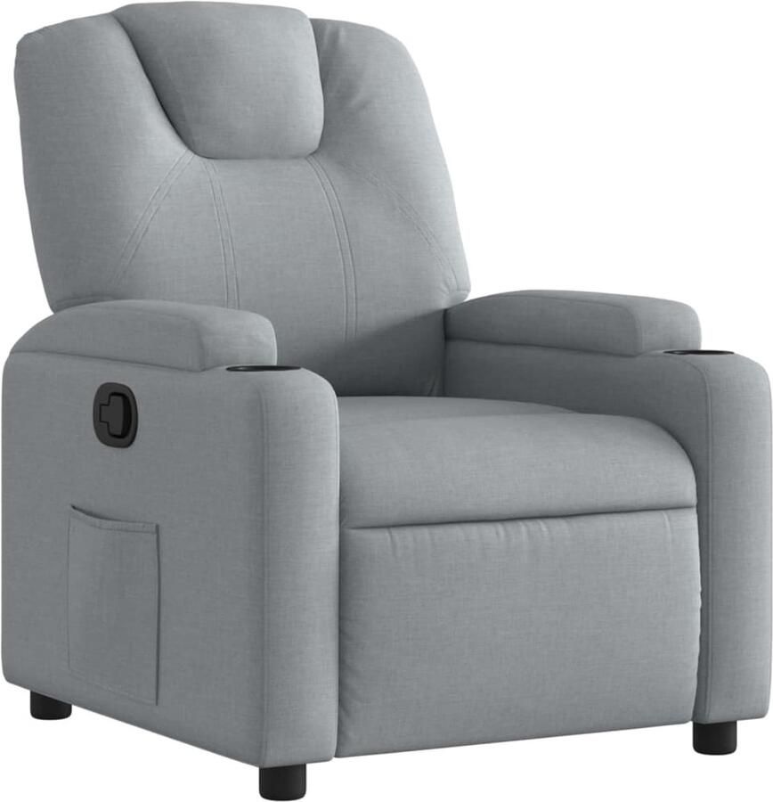 The Living Store Fauteuil verstelbaar stof lichtgrijs Verstelbare Fauteuil Fauteuils Lounge Stoel Relaxfauteuil Ergonomische Stoel - Foto 3