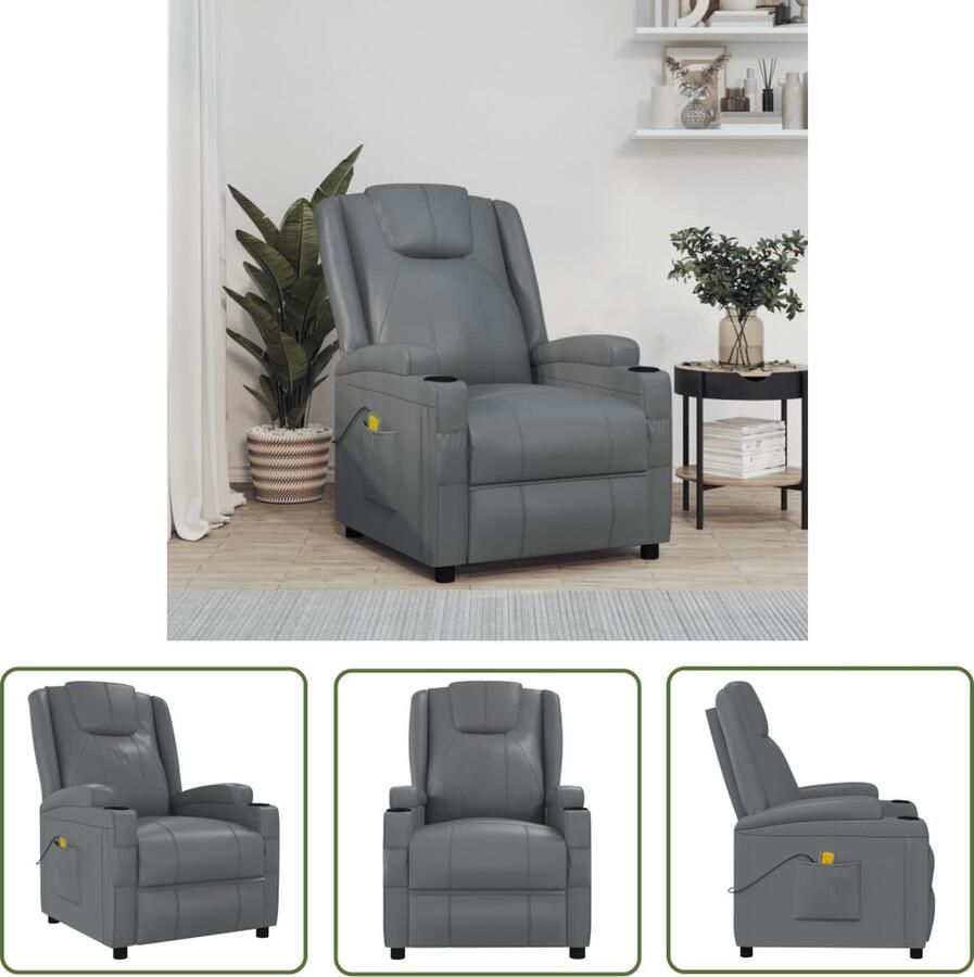 VidaXL Massagestoel kunstleer antracietkleurig Massagestoel Relaxfauteuil Ergonomische Stoel Lounge Stoel Lederlook - Foto 2