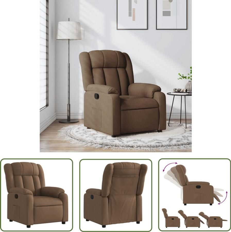 VidaXL Fauteuil verstelbaar stof bruin Verstelbare Fauteuil Relaxfauteuil Leesfauteuil Bruine Fauteuil Stoffen Fauteuil