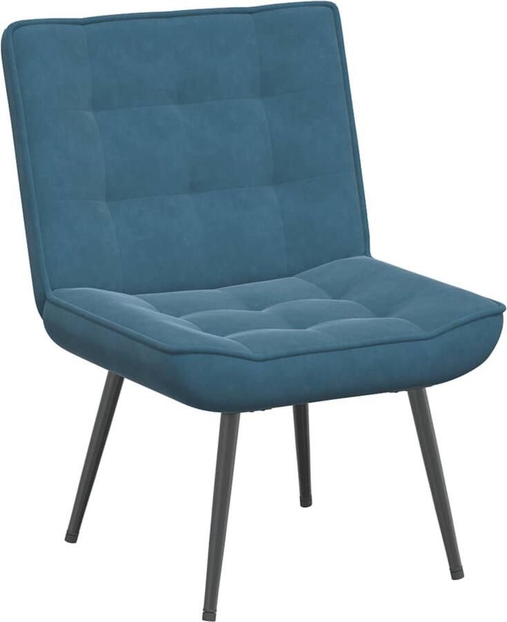 VidaXL Relaxstoel Fluweel Blauw Inclusief Voetenbank Relaxfauteuil Fauteuil Loungestoel Fluweelstoelen Blauwe Stoel - Foto 2