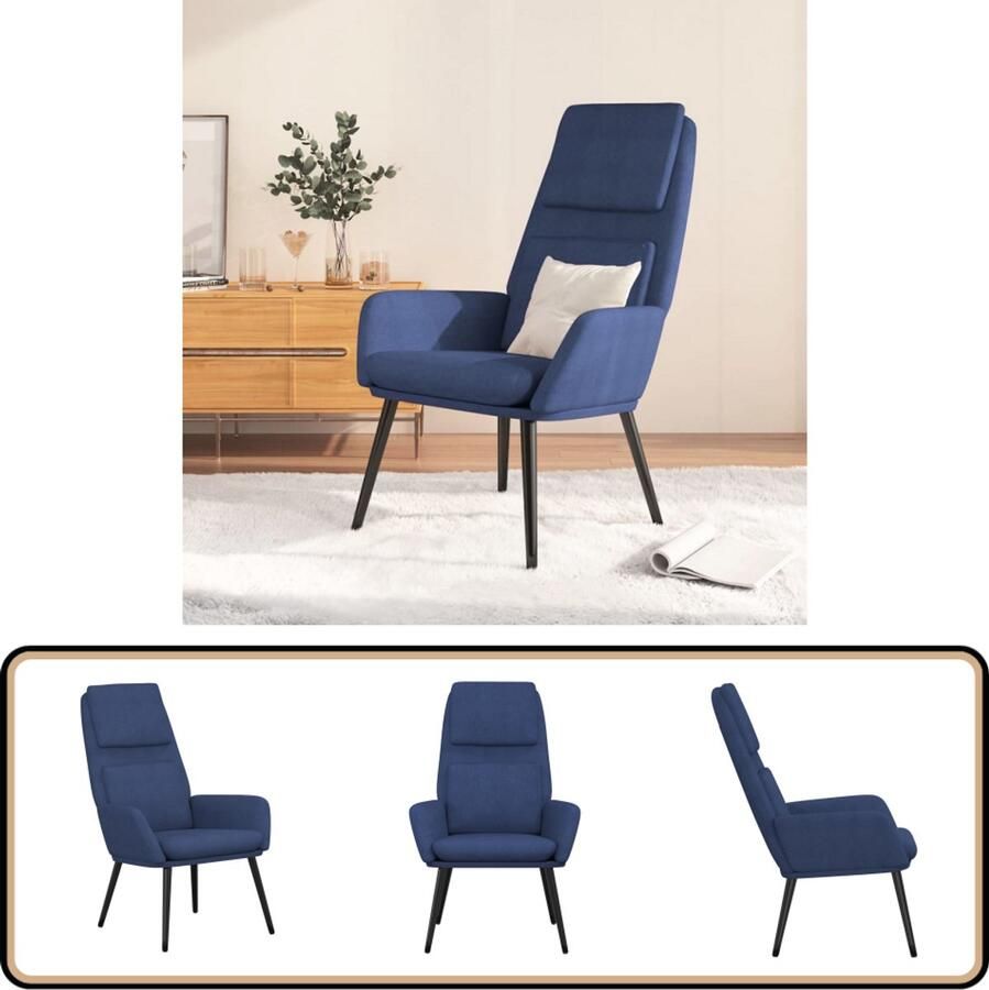 VidaXL Relaxstoel Blauw Comfortabele Stof 70x77x98 cm Relaxfauteuil Fauteuils Lounge Chair Blauwe Fauteuil Velours Fauteuil