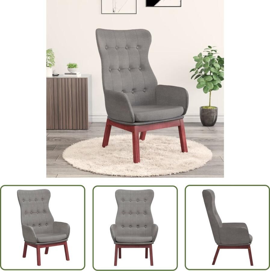 The Living Store Fauteuil Comfortabele zitervaring Lichtgrijs 70 x 77 x 94 cm Metaal en rubberwood Comfortabele Fauteuil Relaxstoel Fauteuils Grijs Lounge Chair Stoffen Fauteuil - Foto 2