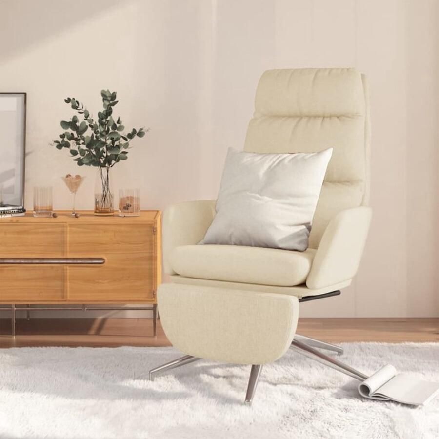 VidaXL Relaxstoel Crème Inclusief Voetensteun Relaxfauteuil Fauteuil Loungestoel Zitzak Krukken