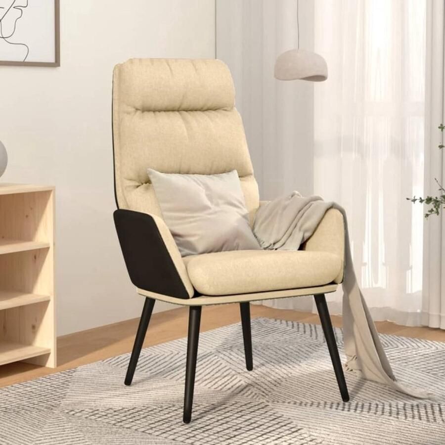 VidaXL Relaxstoel Crème Stof Ergonomisch Design Relaxstoel Fauteuils Lounge Chair Stoffen Bank Creme Kleurenbank - Foto 2