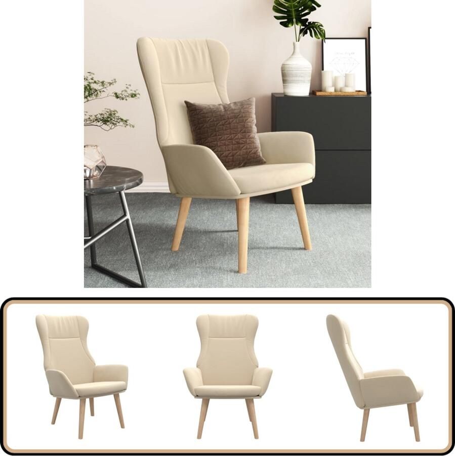 VidaXL Relaxstoel Crème Stof Modern Design Relaxstoel Fauteuils Lounge Chair Loungestoel Comfortabel
