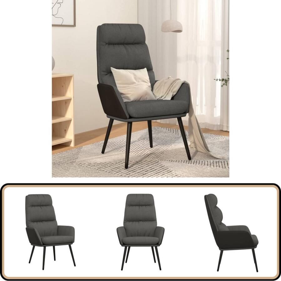 VidaXL Relaxstoel Donkergrijs Comfortabele Stof Relaxfauteuil Fauteuils Lounge Stoel Comfortabele Stoel Grijs Fauteuil