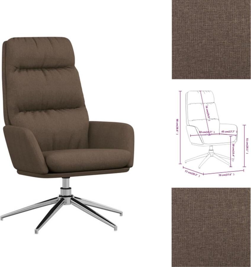 VidaXL Relaxstoel Draaibaar Taupe 70 x 77 x 98 cm Schuim vulling Fauteuil