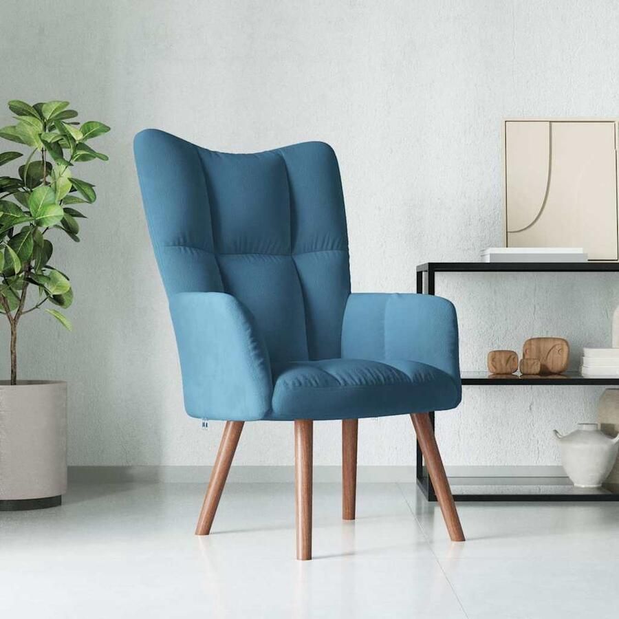 VidaXL Relaxstoel Fluweel Blauw Comfort & Stijl Relaxstoel Fauteuils Lounge Chair Blauwe Meubels Velvet Meubel Huiskamer Decoratie Ergonomische Stoel - Foto 2