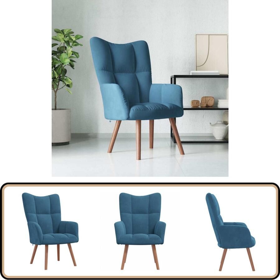 VidaXL Relaxstoel Fluweel Blauw Comfort & Stijl Relaxstoel Fauteuils Lounge Chair Blauwe Meubels Velvet Meubel Huiskamer Decoratie Ergonomische Stoel