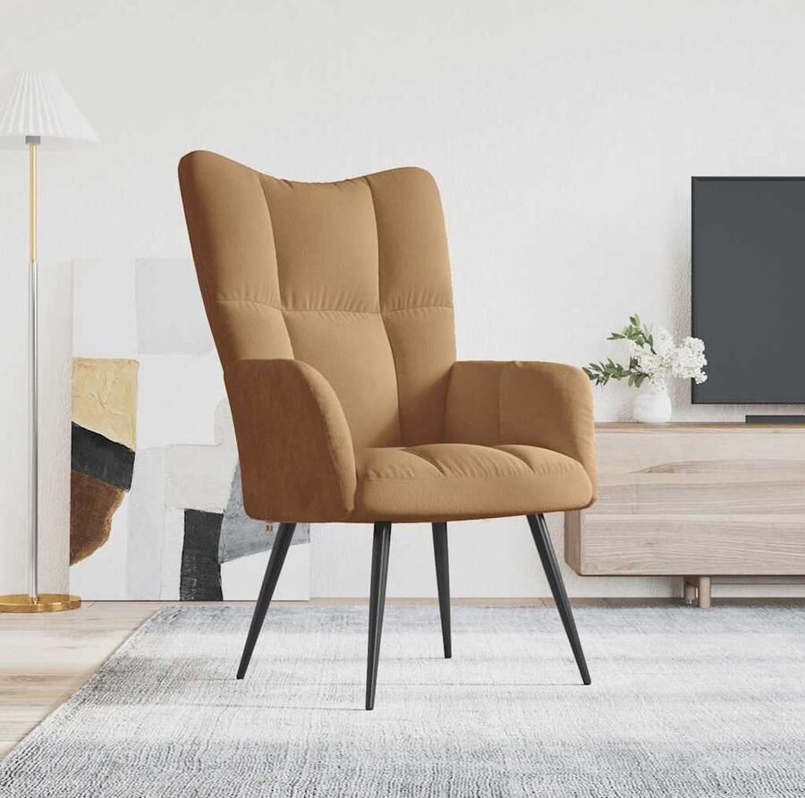 VidaXL Relaxstoel Fluweel Bruin 61x70x96 5 cm Relaxfauteuil Bruine Fauteuill Velvet Fauteuil Design Fauteuil Moderne Fauteuil Comfortabele Stoel Lounge Stoel - Foto 2