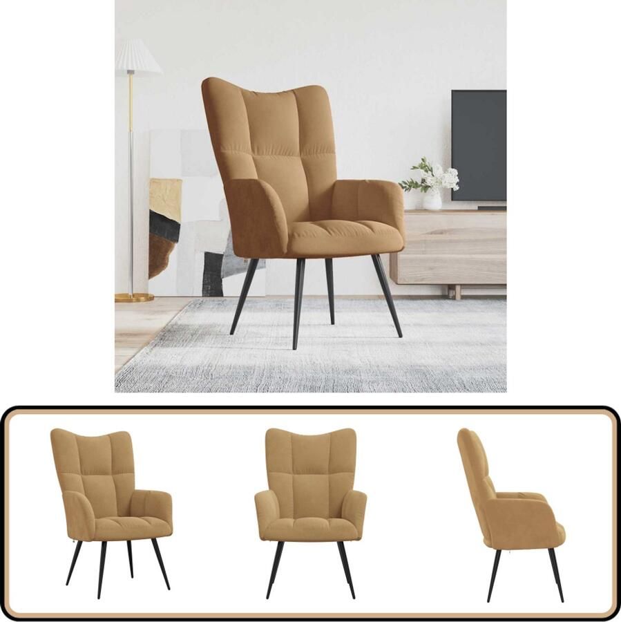 VidaXL Relaxstoel Fluweel Bruin 61x70x96 5 cm Relaxfauteuil Bruine Fauteuill Velvet Fauteuil Design Fauteuil Moderne Fauteuil Comfortabele Stoel Lounge Stoel