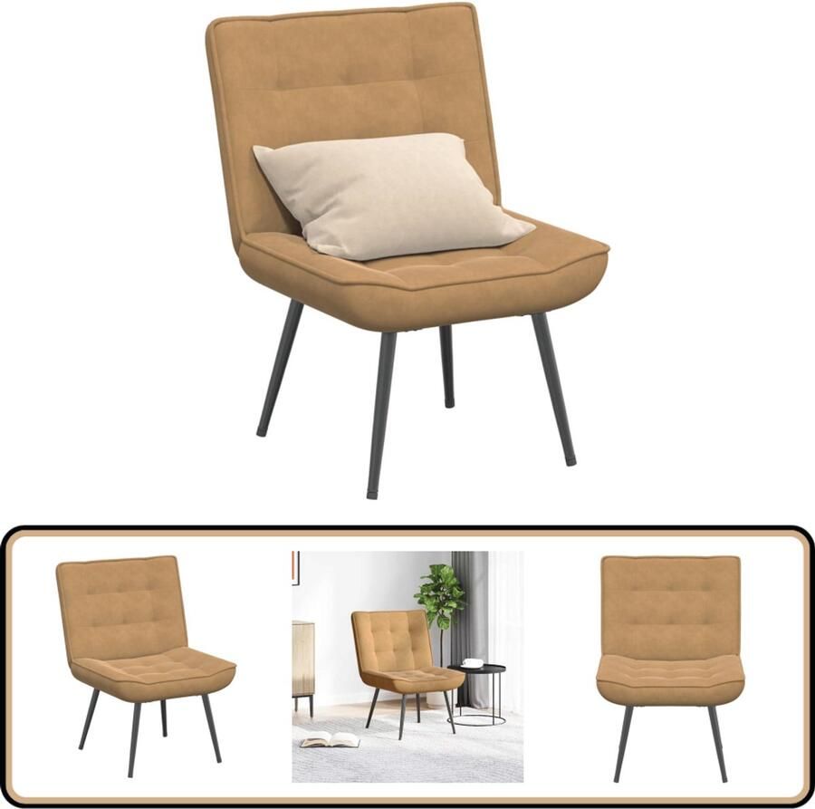 VidaXL Relaxstoel Fluweel Bruin 64x74x84 cm Relaxfauteuil Lounge Stoel Fluweel Fauteuil Bruine Fauteuil Zitcomfort