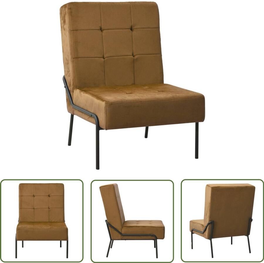 VidaXL Relaxstoel Fluweel Bruin 65x79x87 cm Relaxstoel Velvet Fauteuil Bruin Fauteuil Loungestoel Huiskamer Meubilair Ergonomische Stoel