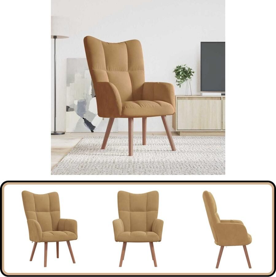 VidaXL Relaxstoel Fluweel Bruin Comfortabel design Relaxstoel Fauteuils Lounge Chair Bruin Meubilair Velvet Bank Comfortabele Stoel