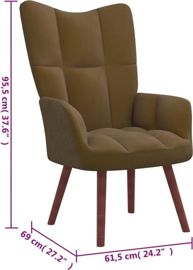 VidaXL Relaxstoel fluweel bruin - Foto 2