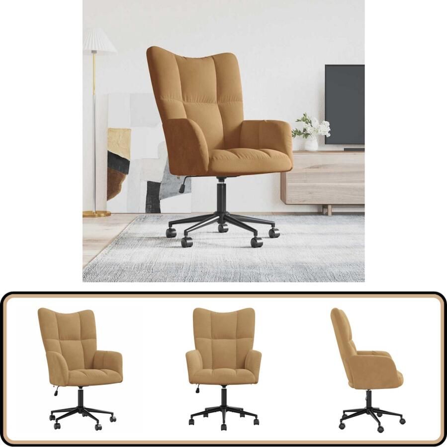 VidaXL Relaxstoel Fluweel Bruin Verstelbaar Relaxfauteuil Bruine Fauteuil Velours Stoel Hoofdrol Fauteuils Ergonomische Stoel