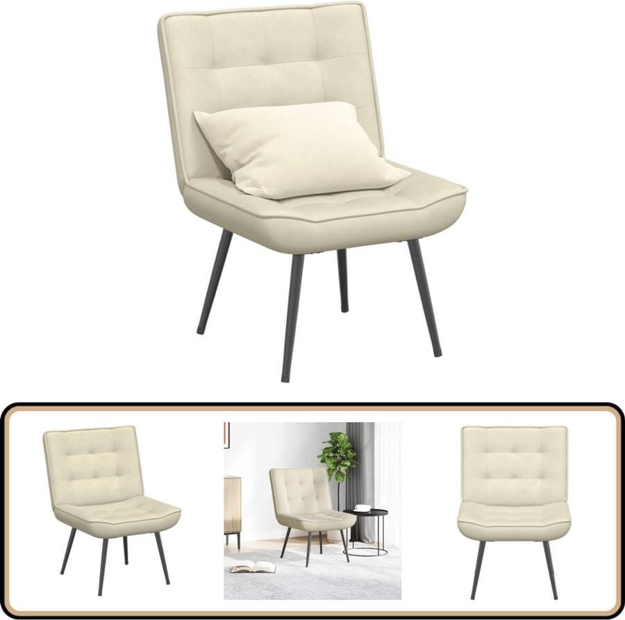 VidaXL Fauteuil Relaxfauteuil Relaxstoel 64x74x84 cm fluweel crèmekleurig Fluweel Cremekleurige Fauteuil Lounge Stoel