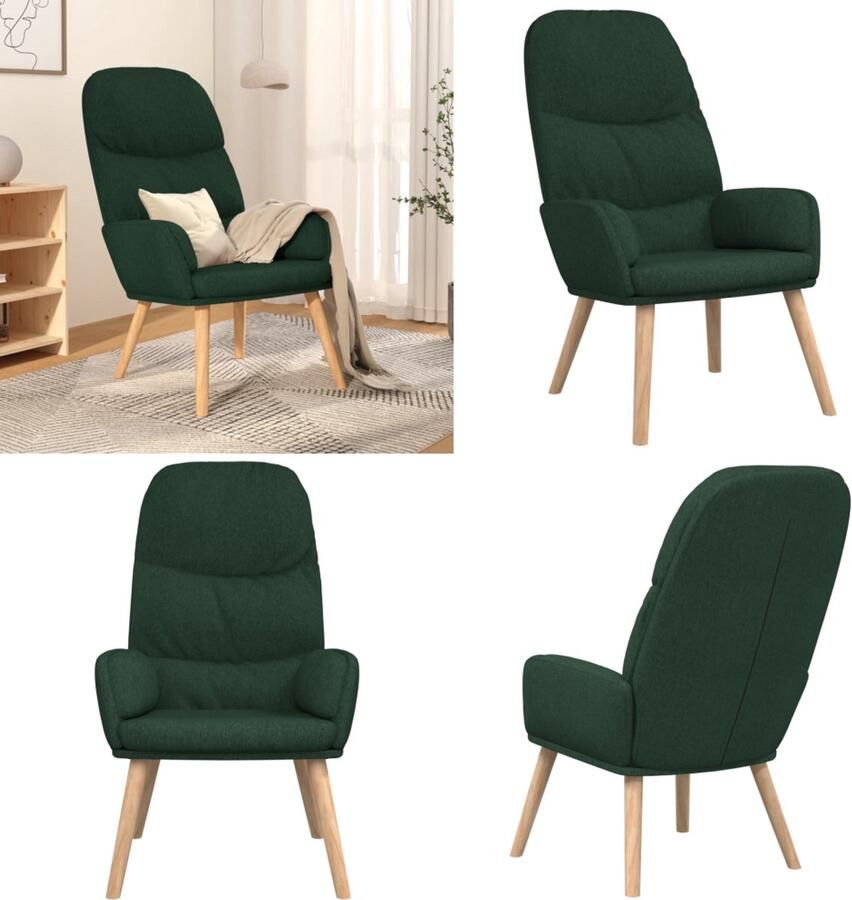 VidaXL Relaxstoel fluweel donkergoen Relaxstoel Relaxstoelen Fauteuil Relaxfauteuil