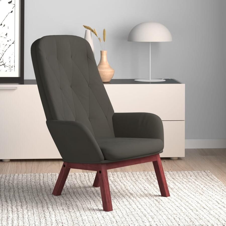 VidaXL Relaxstoel Fluweel Donkergrijs 70x77x98 cm Relaxstoel Eetkamerstoel Fluweel Fauteuil Donkere Fauteuils Moderne Stoel Lounge Stoel Woonkamer Meubilair Comfortabele Stoel - Foto 2