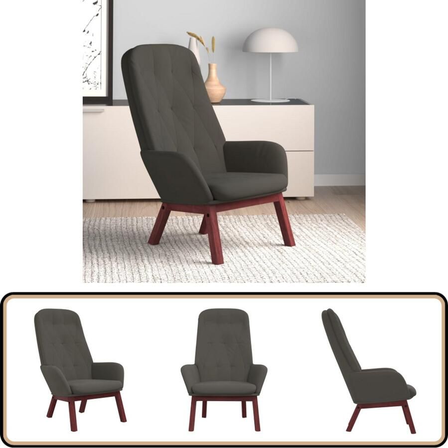 VidaXL Relaxstoel Fluweel Donkergrijs 70x77x98 cm Relaxstoel Eetkamerstoel Fluweel Fauteuil Donkere Fauteuils Moderne Stoel Lounge Stoel Woonkamer Meubilair Comfortabele Stoel