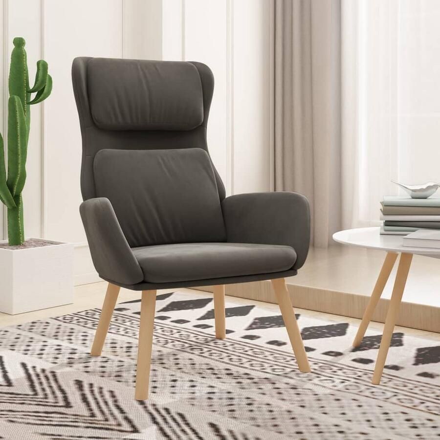 VidaXL Relaxstoel Fluweel Donkergrijs Ergonomisch Relaxstoel Fauteuils Lounge Chair Velvet Meubilair Grijs Meubilair Donkere Kleuren Comfort Zitelement Huiskamer Meubels Interieur Design - Foto 3