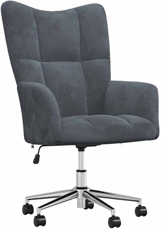 VidaXL Relaxstoel fluweel donkergrijs Relaxstoel Relaxstoelen Fauteuil Fauteuils - Foto 7