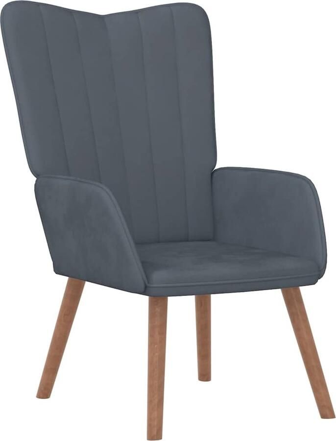 VidaXL Relaxstoel fluweel donkergrijs Relaxfauteuil Lounge Stoel Donker Grijs Meubilair Velvet Bankje Huiskamer Decoratie Fauteuils - Foto 2