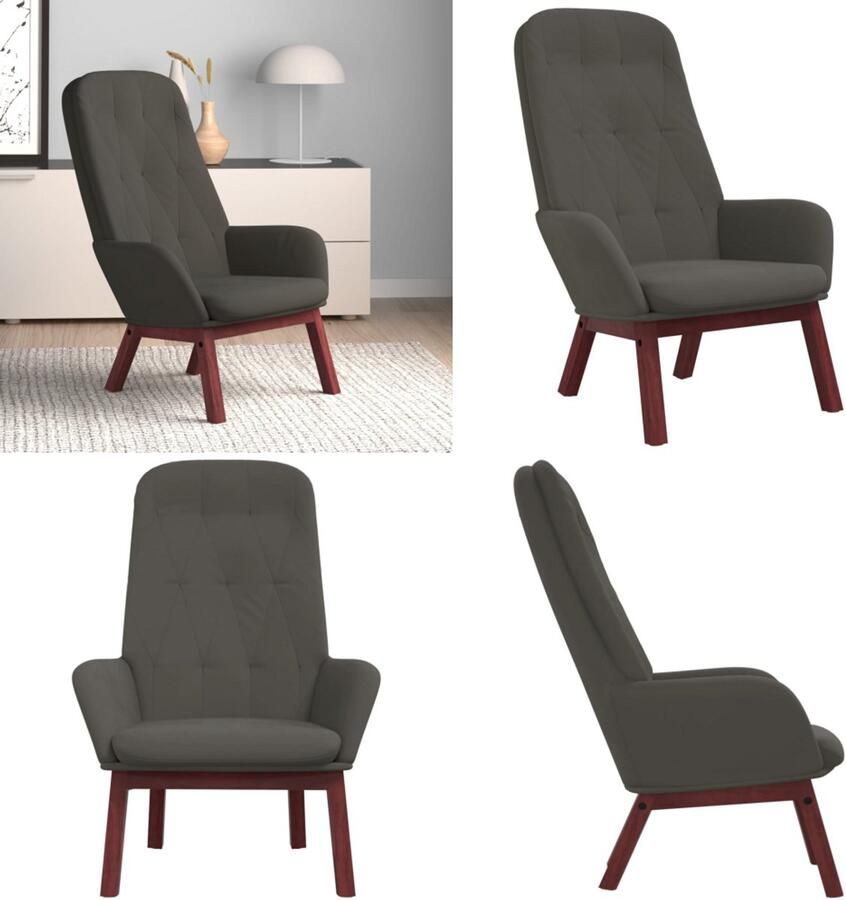 VidaXL Relaxstoel fluweel donkergrijs Relaxstoel Relaxstoelen Fauteuil Relaxfauteuil