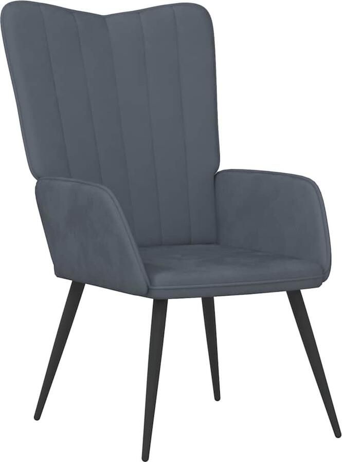 VidaXL Relaxstoel Fluweel Donkergrijs Relaxstoel Velvet Donkere Kleuren Lounge Stoel Huiskamer Meubels Comfortabele Stoel Leesstoel Grijs Fauteuils Woonkamer Decoratie Moderne Stoel - Foto 2