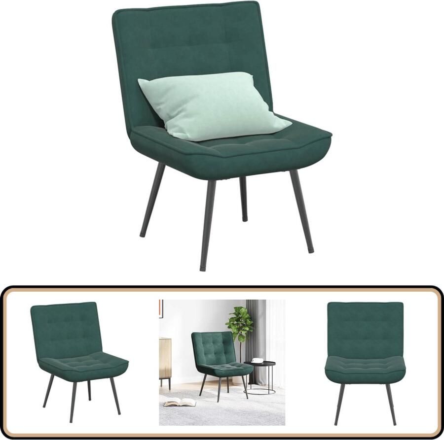 VidaXL Relaxstoel Fluweel Donkergroen 64x74x84 cm Relaxfauteuil Lounge Stoel Fluweel Fauteuil Donkere Fauteuils Zitcomfort