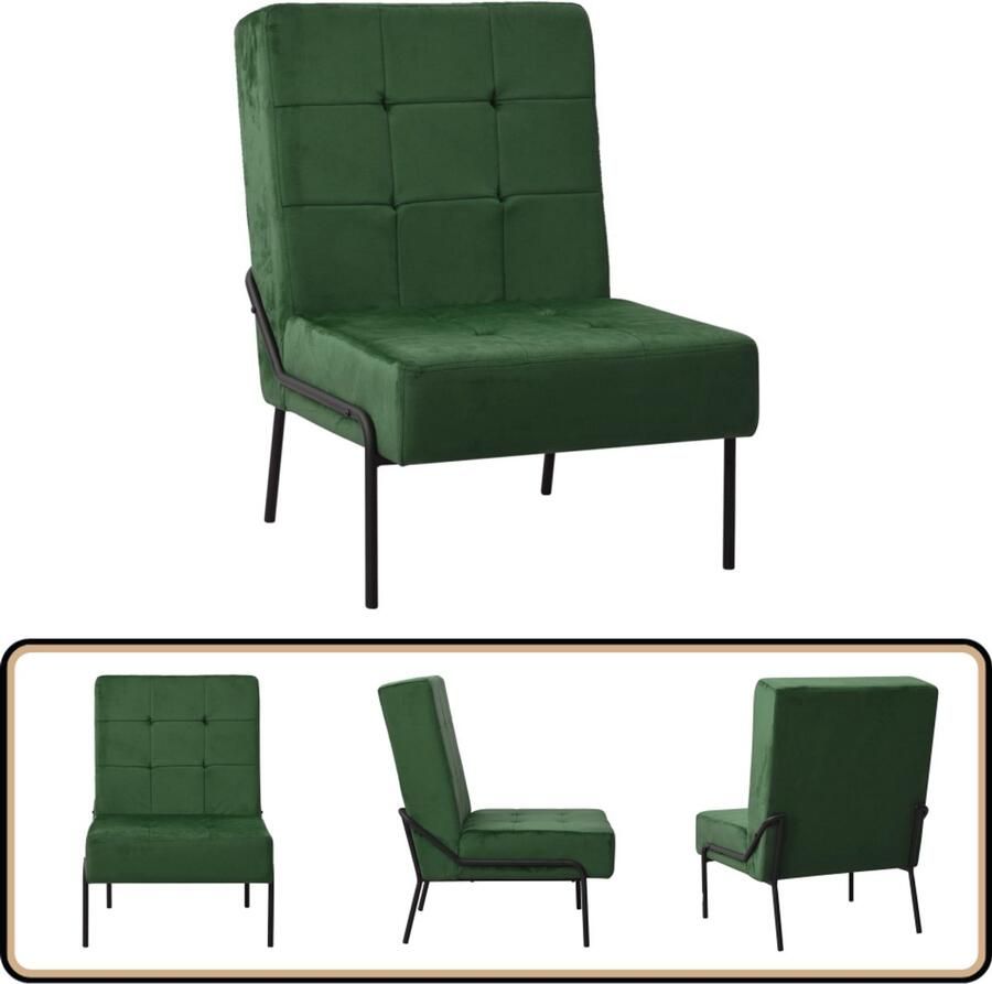 VidaXL Relaxstoel Fluweel Donkergroen 65x79x87 cm Relaxstoel Lounge Stoel Fluweel Stoel Donkere Kleuren Meubels Ergonomische Stoel