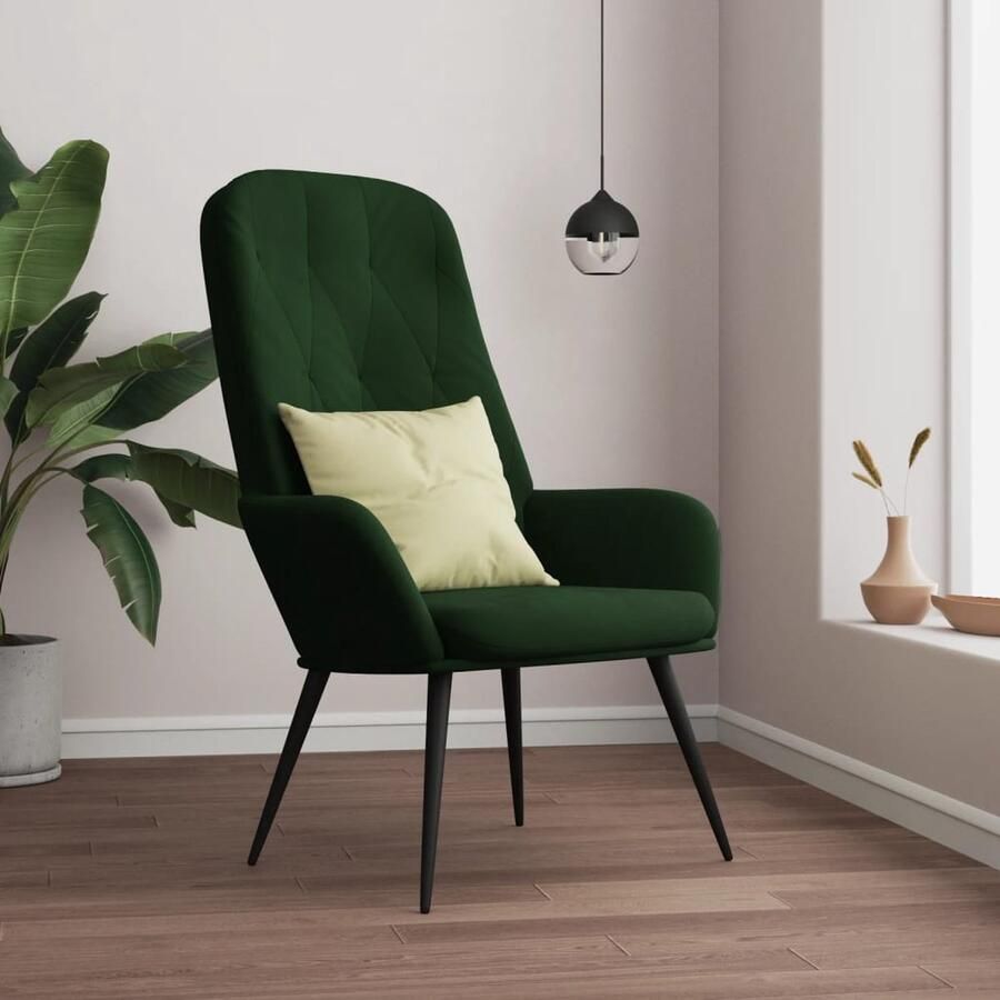 VidaXL Relaxstoel Fluweel Donkergroen 70x77x98cm Relaxfauteuil Velours Fauteuil Donkere Groene Fauteuil Moderne Fauteuil Fauteuils Online Kopen Lounge Stoel Trendy Fauteuil Ergonomische Fauteuil - Foto 2