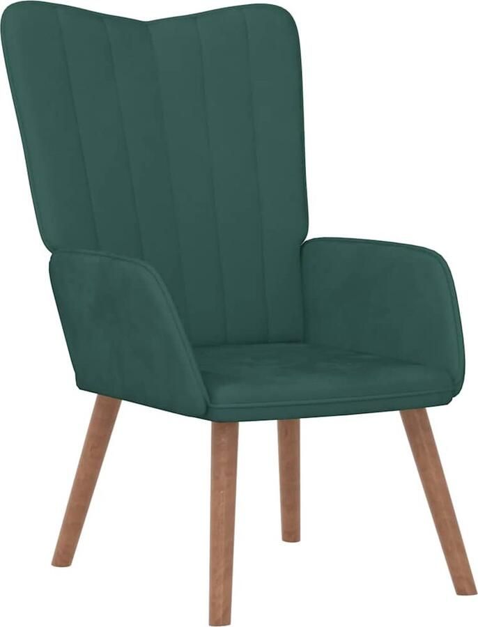 VidaXL Relaxstoel Fluweel Donkergroen Relaxfauteuil Fluweel Fauteuil Donkere Groene Fauteuil Lounge Stoel Leesfauteuil Comfortabele Stoel Salontafel - Foto 2