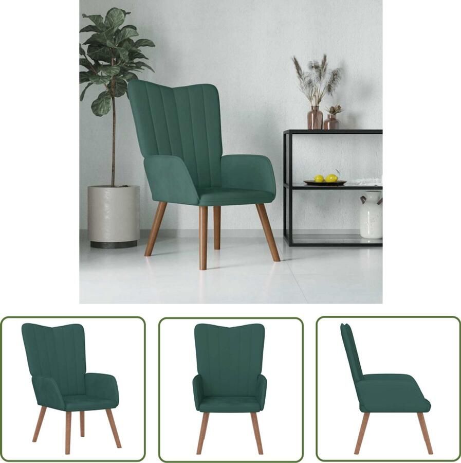 VidaXL Relaxstoel Fluweel Donkergroen Relaxfauteuil Fluweel Fauteuil Donkere Groene Fauteuil Lounge Stoel Leesfauteuil Comfortabele Stoel Salontafel
