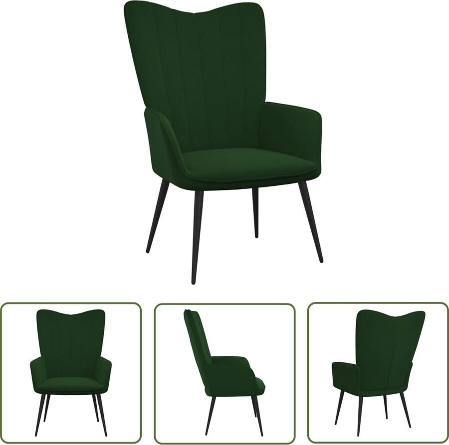 The Living Store Relaxstoel donkergroen fluweel 61 x 70 x 96.5 cm stalen frame Relaxfauteuil Fluweel Fauteuil Groene Fauteuil Lounge Stoel Comfortabele Stoel - Foto 2