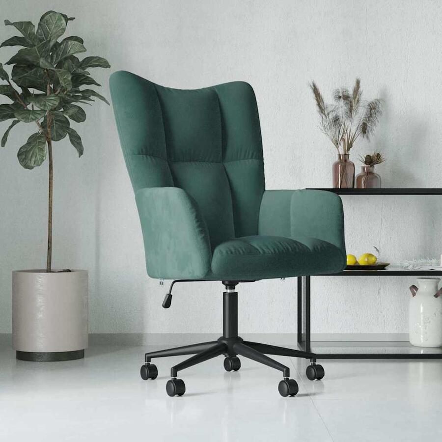 VidaXL Relaxstoel Fluweel Donkergroen Verstelbaar Relaxstoel Lounge Chair Fauteuils Comfortabele Stoel Donkere Stoel Groene Stoel Velvet Stoel Metalen Stoel Ergonomische Stoel - Foto 2