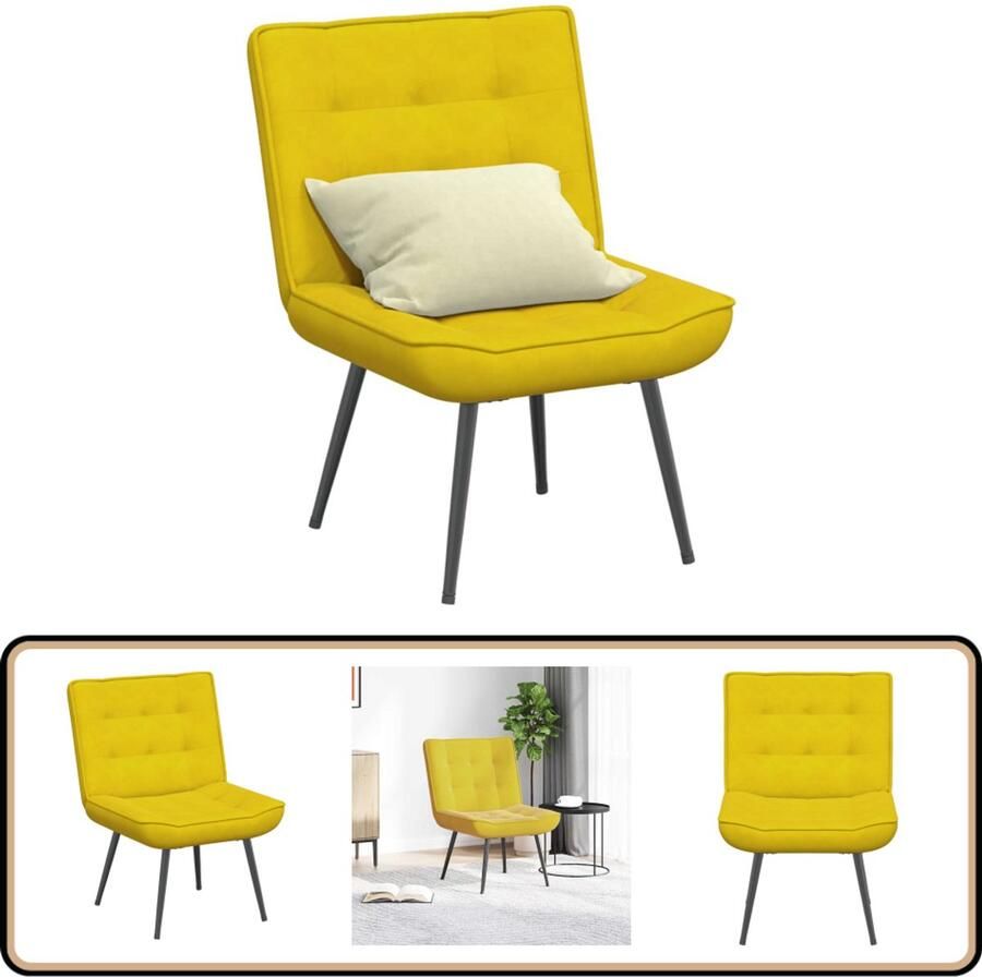 VidaXL Relaxstoel Fluweel Geel 64x74x84 cm Relaxstoel Fauteuils Lounge Stoel Fluweel Fauteuil Gele Stoel