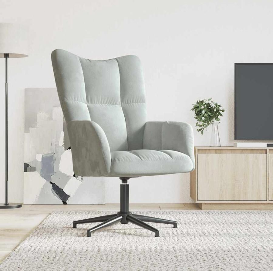 VidaXL Relaxstoel Fluweel Lichtgrijs 360° Draaibaar Relaxfauteuil Fluweel Fauteuil Grijze Fauteuil Moderne Fauteuil Comfortabele Fauteuil Draaibare Fauteuil Lounge Fauteuil - Foto 2