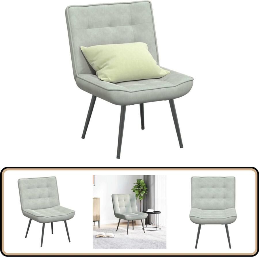 VidaXL Relaxstoel Fluweel Lichtgrijs 64x74x84 cm Relaxfauteuil Fauteuils Lounge Stoel Velours Fauteuil Zitzak