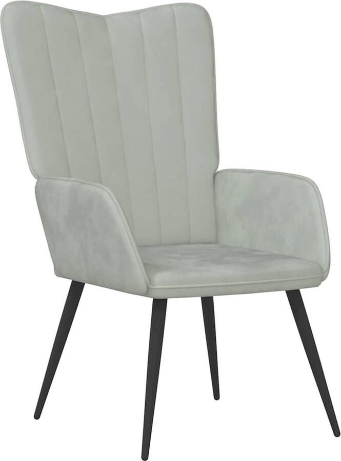 VidaXL Relaxstoel Fluweel Lichtgrijs Relaxfauteuil Fluweel Fauteuil Grijze Fauteuil Lounge Stoel Leeshoek Woonkamer Meubels Huiskamer Decoratie Comfy Stoel Velvet Bank Loungestoel - Foto 2