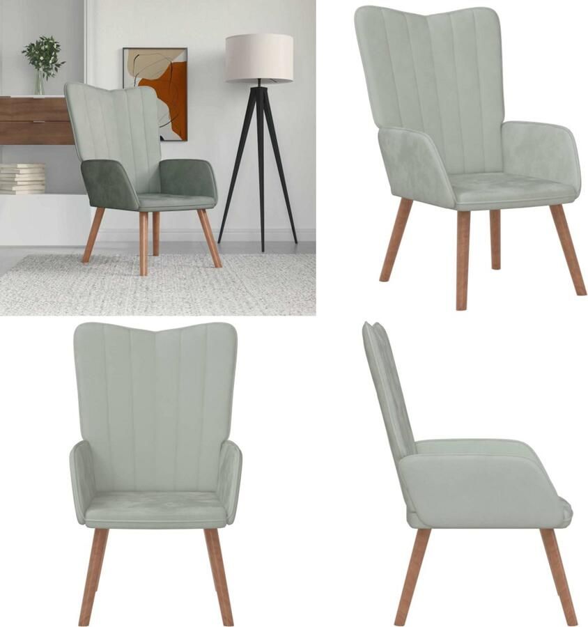 VidaXL Relaxstoel fluweel lichtgrijs Relaxstoel Relaxstoelen Fauteuil Fauteuils