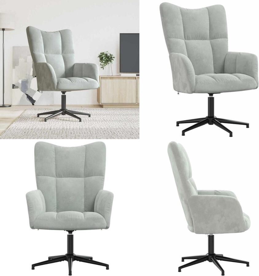 VidaXL Relaxstoel fluweel lichtgrijs Relaxstoel Relaxstoelen Fauteuil Fauteuils