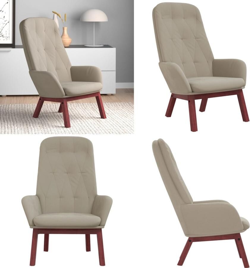 VidaXL Relaxstoel fluweel lichtgrijs Relaxstoel Relaxstoelen Fauteuil Relaxfauteuil - Foto 2