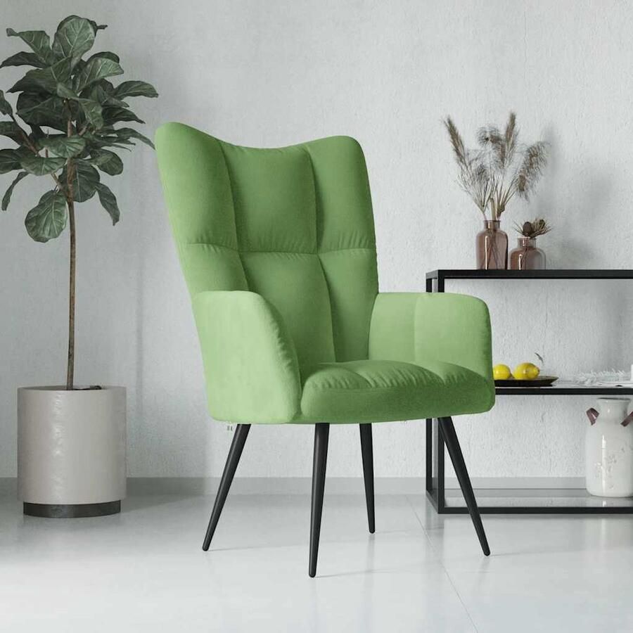 VidaXL Relaxstoel Fluweel Lichtgroen 61x70x96 5 cm Relaxfauteuil Fluweel Fauteuil Groene Fauteuil Lounge Stoel Comfortabele Stoel Moderne Fauteuil Binnenbank - Foto 2