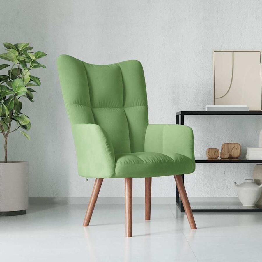 VidaXL Relaxstoel Fluweel Lichtgroen Relaxfauteuil Fluweel Fauteuil Groene Fauteuil Lounge Stoel Woonkamer Meubels Fauteuils Online Comfy Stoel Velvet Bank Salontafel - Foto 2