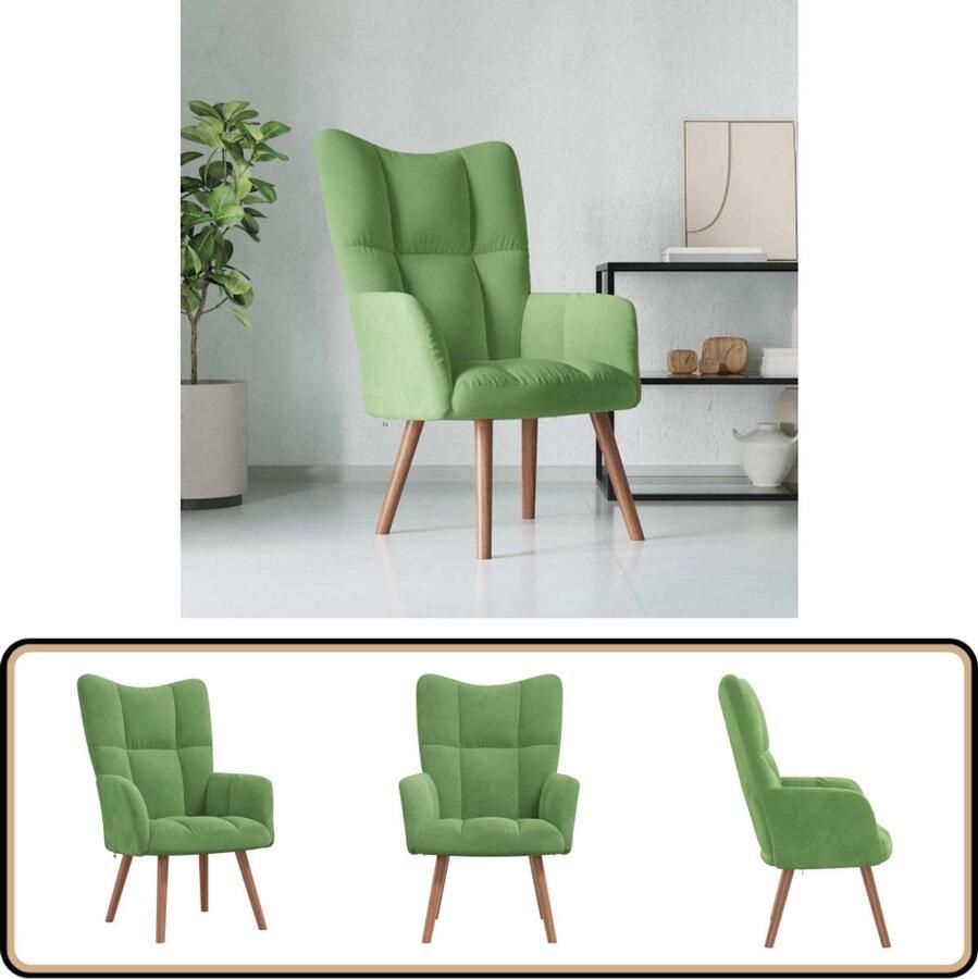 VidaXL Relaxstoel Fluweel Lichtgroen Relaxfauteuil Fluweel Fauteuil Groene Fauteuil Lounge Stoel Woonkamer Meubels Fauteuils Online Comfy Stoel Velvet Bank Salontafel