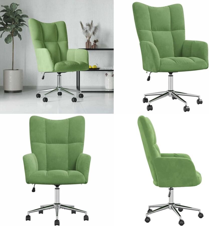 VidaXL Relaxstoel fluweel lichtgroen Relaxstoel Relaxstoelen Fauteuil Fauteuils